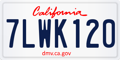 CA license plate 7LWK120