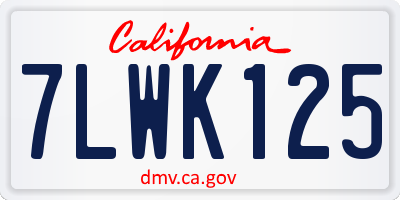 CA license plate 7LWK125