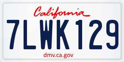 CA license plate 7LWK129