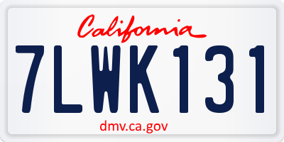 CA license plate 7LWK131