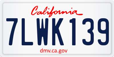 CA license plate 7LWK139