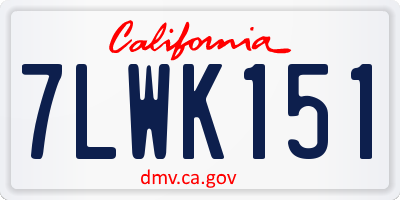 CA license plate 7LWK151