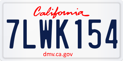 CA license plate 7LWK154