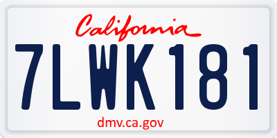 CA license plate 7LWK181