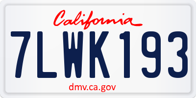 CA license plate 7LWK193