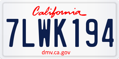 CA license plate 7LWK194