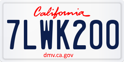CA license plate 7LWK200