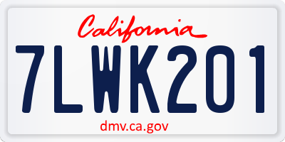 CA license plate 7LWK201
