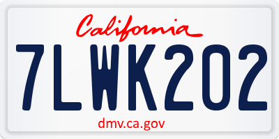 CA license plate 7LWK202