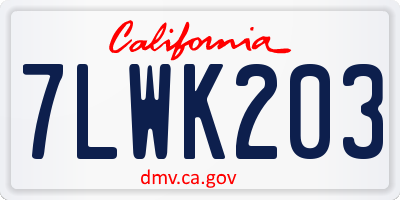 CA license plate 7LWK203