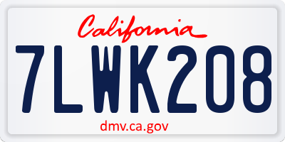 CA license plate 7LWK208