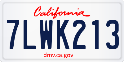 CA license plate 7LWK213
