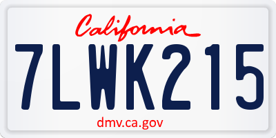 CA license plate 7LWK215