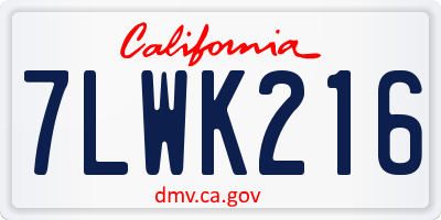 CA license plate 7LWK216