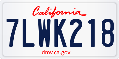CA license plate 7LWK218