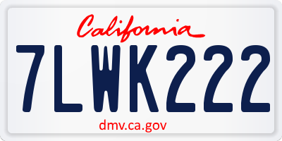 CA license plate 7LWK222