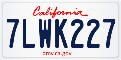 CA license plate 7LWK227