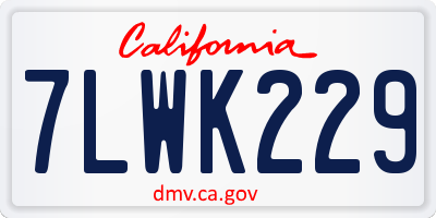 CA license plate 7LWK229