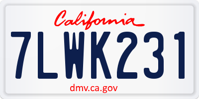 CA license plate 7LWK231