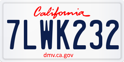 CA license plate 7LWK232