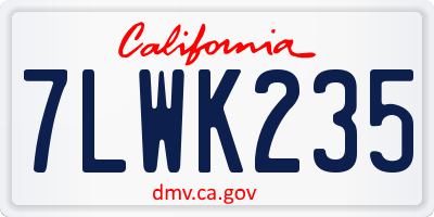 CA license plate 7LWK235