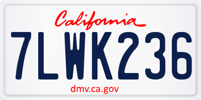CA license plate 7LWK236