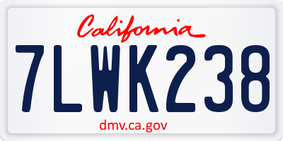 CA license plate 7LWK238