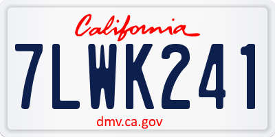 CA license plate 7LWK241