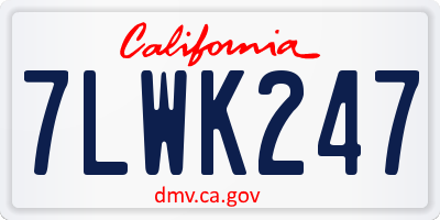 CA license plate 7LWK247