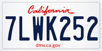 CA license plate 7LWK252