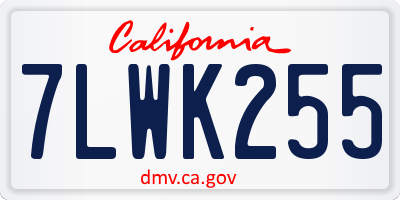 CA license plate 7LWK255