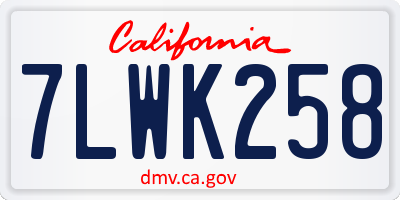 CA license plate 7LWK258