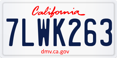 CA license plate 7LWK263