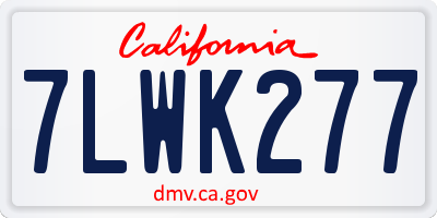 CA license plate 7LWK277