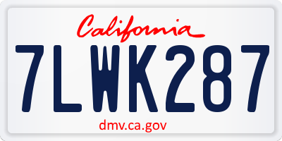 CA license plate 7LWK287