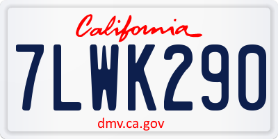 CA license plate 7LWK290
