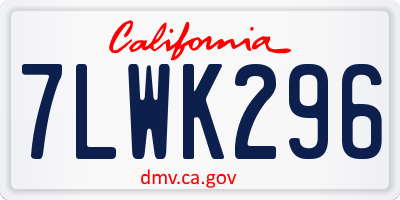 CA license plate 7LWK296