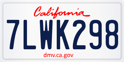 CA license plate 7LWK298