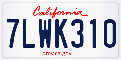 CA license plate 7LWK310
