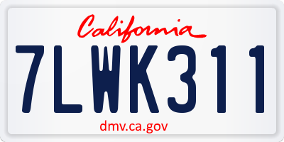 CA license plate 7LWK311