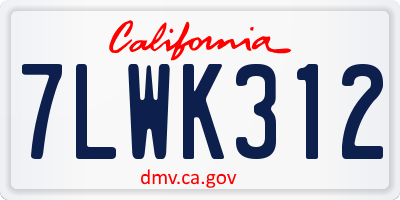 CA license plate 7LWK312