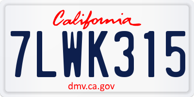 CA license plate 7LWK315