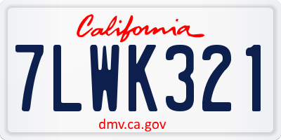 CA license plate 7LWK321
