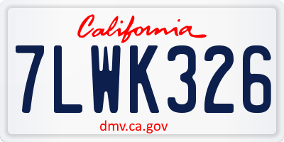 CA license plate 7LWK326