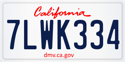 CA license plate 7LWK334