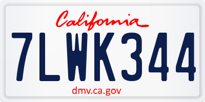 CA license plate 7LWK344