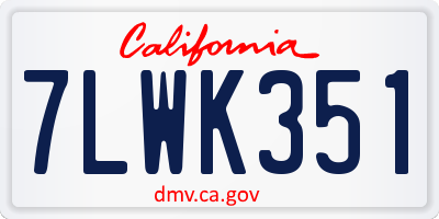 CA license plate 7LWK351