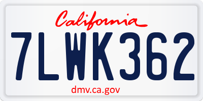 CA license plate 7LWK362