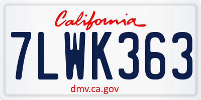 CA license plate 7LWK363