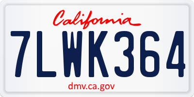 CA license plate 7LWK364